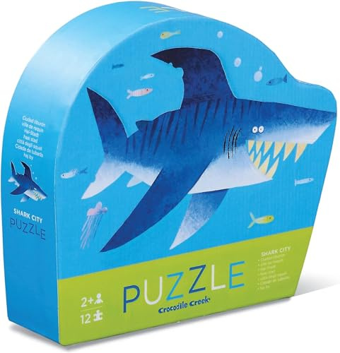 Crocodile Creek Mini-Bodenpuzzle – Shark City – 12 große Puzzleteile – für Kinder ab 2 Jahren – robuste Box zur Aufbewahrung – fertiges Puzzle misst 22,9 x 30,5 cm