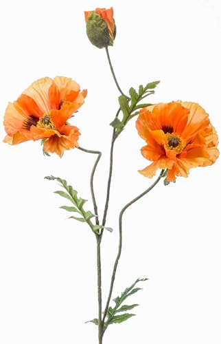 artplants.de Künstliche Blume Mohnblume Lopez, orange, 90cm - Deko Mohnblume