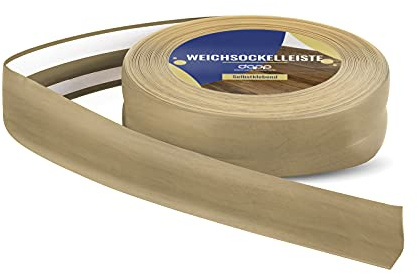 DQ-PP WEICHSOCKELLEISTE – 30m (2x15m) – teakbaum – 32x23mm – PVC – selbstklebend – Knickwinkel Fussleisten Gummileiste Sockelleiste Winkelprofil Abschlussleiste Bodenleiste