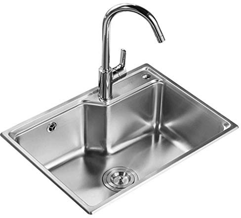 MHBGX Küchenspüle Einzelschüssel Unterbau Kleiner Eckradius Polierter Satinierter Edelstahl