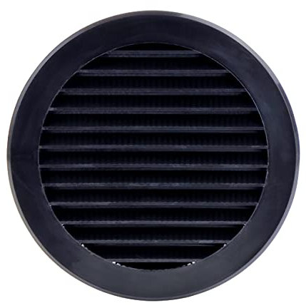Steinberg14 Grille d'Aération Ronde 125mm - Noir Grille de Ventilation en Plastique - Registre d'évacuation d'air avec Bride - Couvercle d'évent Interne pour Mur et Plafond