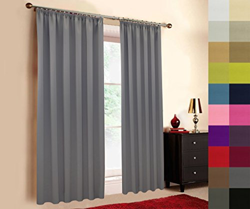 A-TEXTILE-24 Hochqualitativer Verdunkelungsvorhang nach Maß, Kräuselband, auf Maß vorhänge, Maßanfertigung, Gardinen nach Maß, Vorhang, Grau (Höhe: 90cm x Breite: 145cm)