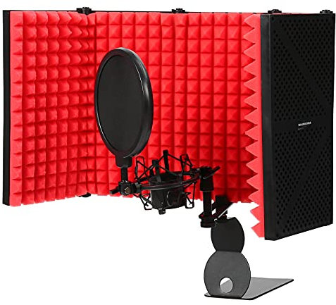 Microphone Isolation Shield, Foldable with Mic Threaded Mount,High Density Absorbing Foam,Handheld Mic Shield Mask,Microphone Accessories for Vocal Recording