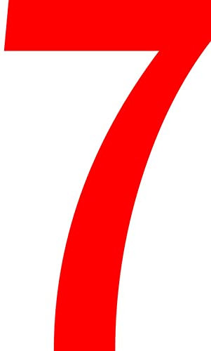 ShirtInStyle Zahlen selbsklebende Aufkleber, 10cm hoch, Haustür, Mülltone, Basteln, Boote, Nummern, Kennzeichen, KFZ, Türen, Spint, Umkleide, Hausnummer, Bootsnummer, ZAHL 7-10cm, rot