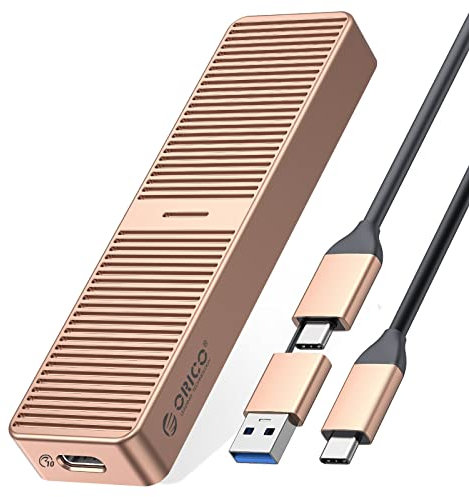 ORICO Upgraded Aluminum M.2 NVMe SSD Enclosure to USB C USB 3.2/3.1 Gen 2 (10Gbps) to NVMe PCI-E M-Key SSD External Adapter Support UASP Trim SMART (Fits NVMe SSDs 2230/2242/2260/2280) -M222-Gold