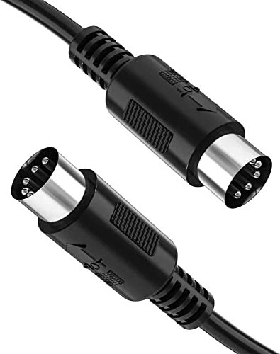 Getaria Cable MIDI de 5 pines DIN Plug 3m negro, utilizado para cable de audio para piano electrónico, teclado MIDI, sintetizador, interfaz de audio, secuenciador, pedal multiefecto