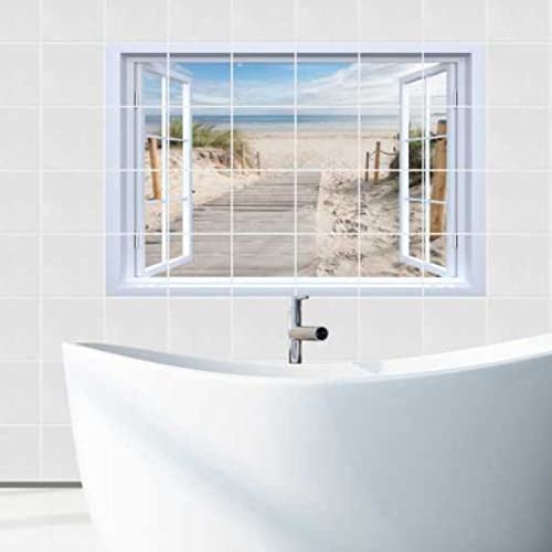 FoLIESEN Fliesenaufkleber - Deko-Bild für Bad, Küche, Badezimmer - Dekoration Fliesen-Bild selbstklebend - Meerblick, Fliese - Bild (BxH):15x15 cm - 90x60 cm / 24-tlg.