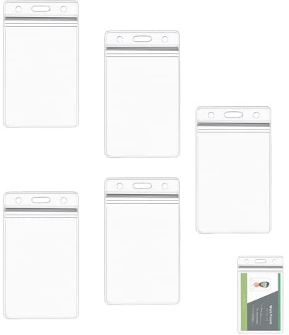 5 Pcs Porte Carte Transparent, Badge Transparent Plastique, Imperméable à l'Eau des Porte-Badges, Étui pour cartes d'identité, pour Carte d'étudiants, Carte de Visite, Carte Bus, Exposition