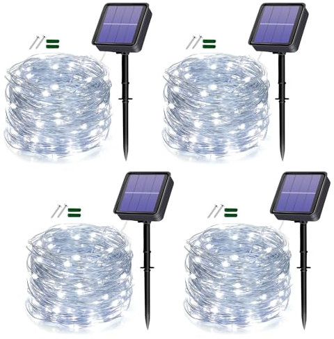 Oreunik Solar Lights Outdoor,4x120LED Garden Waterproof,Solar Fairy Light 40Ft 8 Modes Decoration Lighting for Garden, Patio, Party, Wedding,Christmas (White)