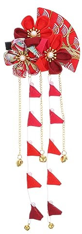 FRCOLOR Japanische Haarspange Kimono Rot Haarschmuck Quaste Haarnadel Vintage Barrettes Geisha-Haarschmuck