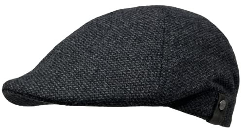 WEROR Herren Flatcap Schirmmütze Schiebermütze Mütze Cap Fischgrät WEROR-406.1 (56-57, Schwarz)