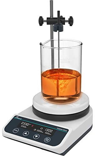 JOANLAB Digital Magnetic Stirrer Hot Plate Ceramic Coated Lab Hotplate Magnetic Stirrer Mixer 3000ml 50-1500rpm Temp Probe Sensor and Stand Included