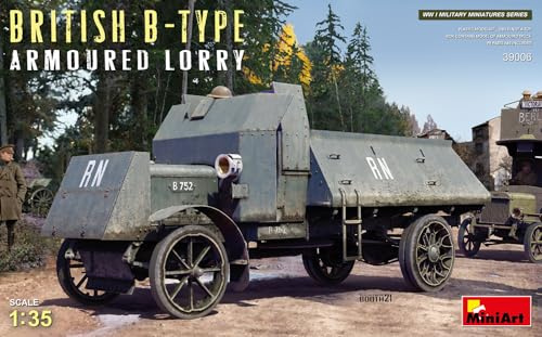 MiniArt 39006 1:35 Brit. WWI LKW B-Typ gepanzert - originalgetreue Nachbildung, Modellbau, Plastik Bausatz, Basteln, Hobby, Kleben, Modellbausatz, Zusammenbauen, unlackiert