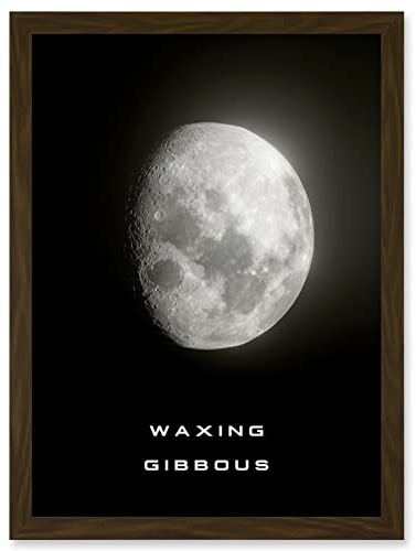 Artery8 Phases of the Moon Astronomy Waxing Gibbous Lunar Space Poster Artwork Framed Wall Art Print A4