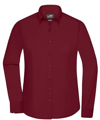 James & Nicholson Damenbluse Poplin Langarm - Taillierte Bluse in pflegeleichtem Materialmix | Farbe: wine | Grösse: XXL
