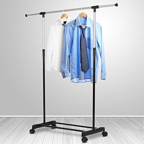 BUTUN Kleiderständer mit Rollen, Kleiderstangen Verstellbar, Multifunktionales Kleiderbügel, Ausziehbarer Garderobenständer mit Schuhablage (B/verstellbar höhen 90-158CM, breiten 80-145CM)