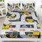 AILONEN Bagger-Spannbetttuch, volle Größe, Cartoon-Baufahrzeuge, Auto, LKW, Bettwäsche-Set für Jungen, Kinder, Teenager, Ausrüstung, LKW, Bettlaken-Set, 3-teilig, (1 Spannbetttuch + 2 Kissenbezüge)