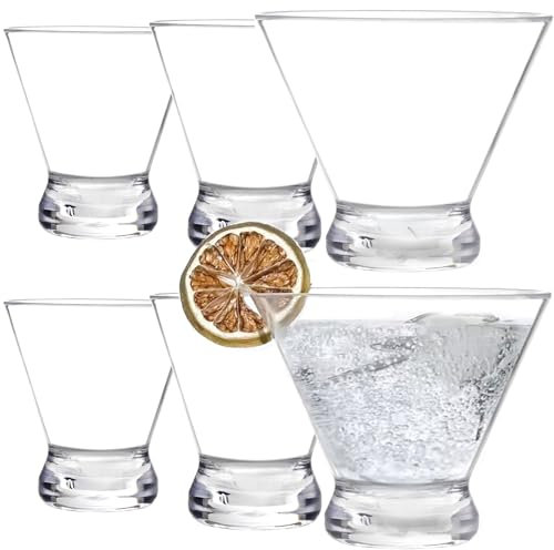 Youngever Martini-Gläser, Kunststoff, bruchsicher, 237 ml, Martini-Gläser, ohne Stiel, 6 Stück