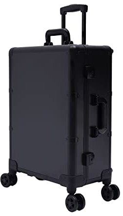 Valise cosmétique à roulettes en aluminium 4 en 1 avec miroir transparent, roulettes pivotantes à 360° et 8 lampes LED - Mallette multifonction pour maquillage, esthéticienne, styliste des ongles,