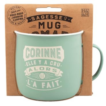 Mug Nomade - Mug à thé et café personnalisé Corinne - Cadeau pour Femme, Turquoise