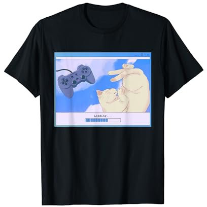 80s Anime Aesthetic Cat Joystick T-Shirt