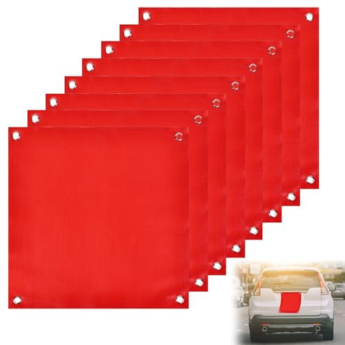 Lot de 8 drapeaux rouges - Résistant aux intempéries - Panneau d'avertissement - Drapeau rouge surdimensionné pour charges en surplomb - 30 x 30 cm