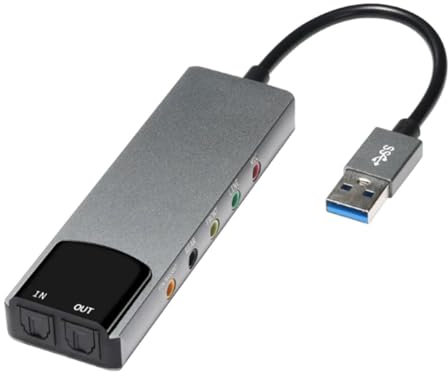lehua 6-In-1-Computer-Soundkarte, 5.1 USB, Externe Soundkarte, Multifunktions-Audiokonverter für Notebook, Aluminium-Soundkarte, Einfach zu Bedienen