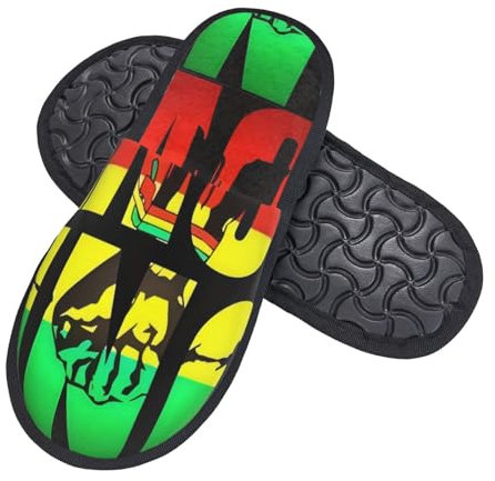 408 Shoes, Rasta Jamaican Reggae One Love Winter Slippers Comfortable Hausschuh Rutschfest Home Slippers Für Herbst Winter Drinnen M