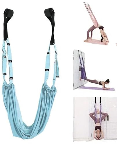 POCHY Aerial Yoga Seil gegen Rückenschmerzen, 2024 Yoga-Stretching-Gurt, für Pilates, Tanz, Aerial Yoga, Fitness, Gymnastik (Blue)