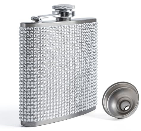 SPDYCESS Diamante Petaca de Licor para Mujer y Hombres 6oz Portátil Petacas de Acero Inoxidable con Embudo Regalo para Senderismo Escalada Camping Fiesta