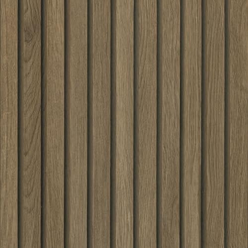 Hode Wood Panel Wallpaper Wood Effect Vinyl Wrap Self Adhesive, 3D Slat Wall Panelling Peel and Stick Living Room Wallpaper, Waterproof, Light Oak, 40cmx3m