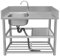 Fregadero de Cocina Comercial de 1 Compartimento Industriales Fregadero de Acero Inoxidable Fregadero de Cocina con Grifos y Colador con Panel para Restaurante Camping Parrilla Exterior Jardin (Color