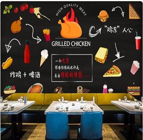 MOBYAT Papier Peint 3D Papier Peint Western Fast Food Restaurant Décor Mural Papier Peint,3D,250x175cm
