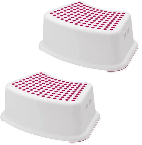 Sterun 2 Pack Plastic Child Foot Step Stools, Anti-Slip Cover on Top For Children, Practical Non-Slip Toilet Step, Great for Toddlers (Pink)
