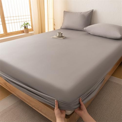 HAIBA Jersey Spannbettlaken Bettlaken 135 x 200 cm mit 27 cm Tiefe Tasche hellgrau Spannbetttuch Bettlaken 100% Jersey Baumwolle