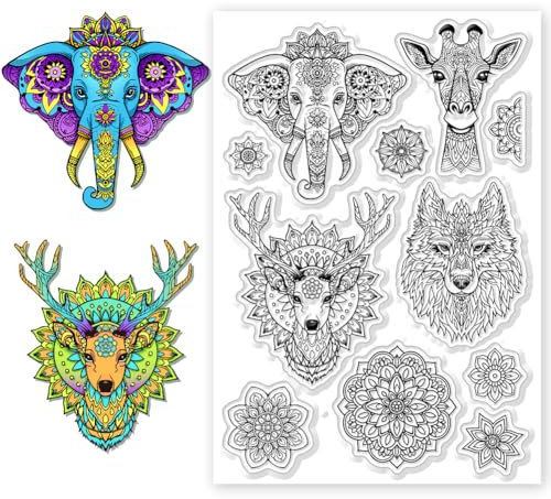 CHGCRAFT Silikon Stempel Mandala Blumen Stempel Transparente Stempel Clear Stamps Stempelset für DIY Scrapbooking Journaling Fotoalbum Dekorative Geschenkanhänger Kartenherstellung