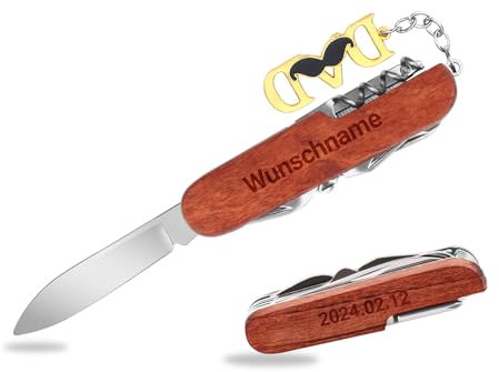 NGTSFLY Personalisiertes Graviertes 11-in-1-Multifunktions-Edelstahl-Klapptaschen-Allzweckmesser Gravur Namen Text oder Logo, Taschenmesser-Kinder,Geschenke für Jungen、Männer
