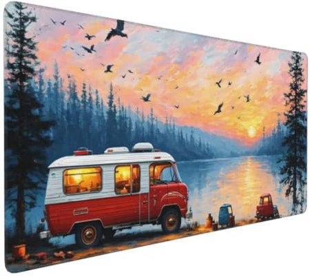 Gaming Mauspad Sonnenuntergang Mauspad XXL 1200x600x3mm XXL Mousepad Bus Schreibtischunterlage, mit Anti Rutsch Basis Mouse Pad, Wasserdicht Desk Mat für Tastatur und Maus, Gaming Zubehör Decor G4-324