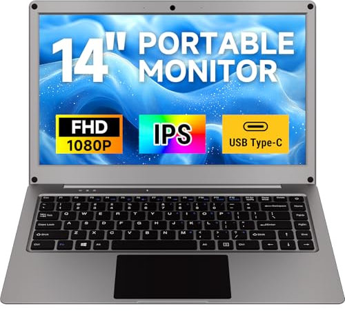 ELECROW Portable Monitor with Keyboard - 14 FHD 1080P USB C Monitor with Built-in Battery, External for Phone, Compatible with Raspberry Pi, PC, Xbox, Switch - CrowView Note with RPi5 Adapter