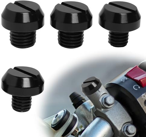 LEIBOCHAO Bouchons d'Obturation de Miroir de Moto en Aluminium CNC M10 M8, Moto Miroir Cache Bougies Bougiesscrews : 1 x M10 Clockwise + 1 x M10 Anticlockwise + 1 x M8 Clockwise + 1 x M8 Anticlockwise