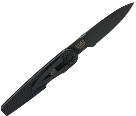 Böhler N690 Extrema Ratio LKU01 (Urban Dark), 58 HRC, schwarz brünierte Klinge, glatter Aluminiumgriff, kompaktes Design, italienische Handwerkskunst