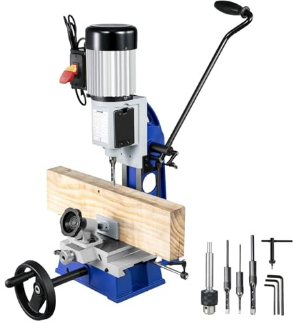 VEVOR Woodworking Mortise Machine, 1/2 HP 1700RPM Powermatic Mortiser, With Movable Work Bench Benchtop Mortising Machine, For Making Round Holes Square Holes Or Special Square Holes In Wood