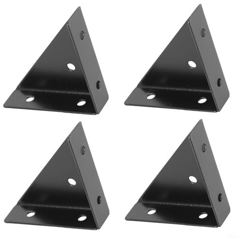 Heavy Duty Iron Corner Brackets 4PCS 90 Degree Angle Protector Right Angle Stand Multifunctional Support for Furniture Wood Connection Black White(Black)