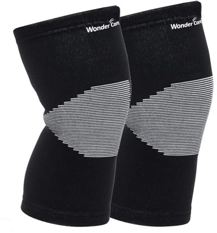 Wonder Care Genouillères en bambou noir pour homme et femme, genouillères de compression pour la course, la gym, le badminton et le sport | Soutien idéal pour soulager la douleur – 1 paire (XL)