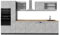 Vicco Küchenzeile R-Line, Küchenblock, Beton/Anthrazit, 350 cm, AP Eiche
