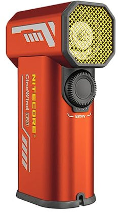 CINEWIND CW20 Limited Edition Ventilateur de poche pour photographie avec buse plate, buse ronde, étui de rangement (Orange)