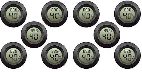 jiyaohui 10-Pack Hygrometer Thermometer Digital LCD Monitor Humidity Meter Gauge for Humidifiers Dehumidifiers
