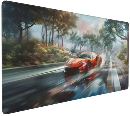 Tapis de Souris Voiture de sport Tapis Souris XXL 1200 x 400 mm, Grand Sous Main Bureau Gamer Scène Mouse Pad, avec Surface en Caoutchouc Antidérapant, XXL Gaming Mouse Pad Améliore la Précision H-973