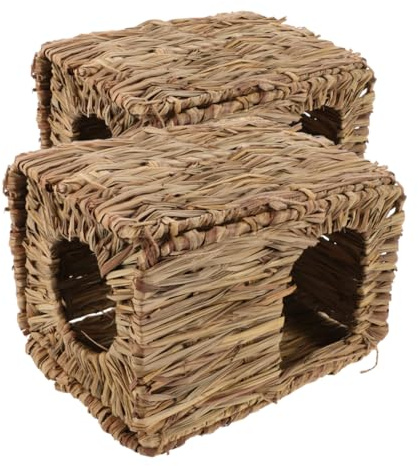 Toddmomy 2stücke Kaninchenbett aus Gras Versteckhaus für Meerschweinchen Faltbares Kleintier-Accessoire Nistkasten für Kaninchen Robustes Haustier-versteck