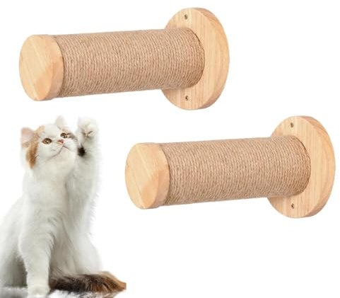 Cat Wall Tree, 2X Stable Wooden Ladder Scratching Post, Safe Indoor Furniture, Wall Mounted Pet Shelf, Suitable for Small, Large Cats, 8.66x4.72x2.76 inches